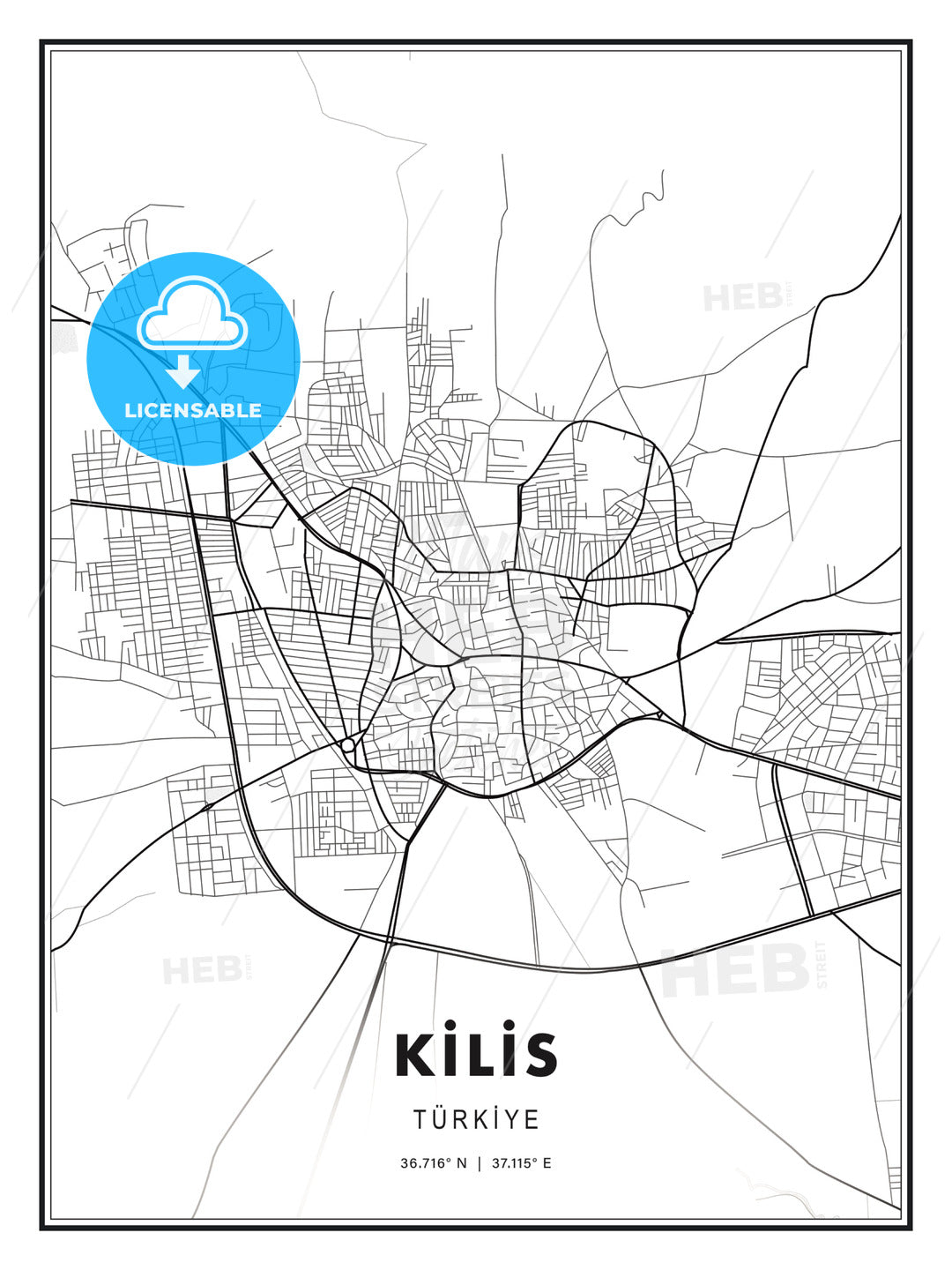 KİLİS / Kilis, Turkey, Modern Print Template in Various Formats - HEBSTREITS Sketches