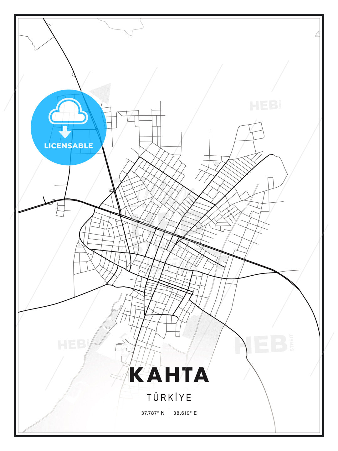 Kahta, Turkey, Modern Print Template in Various Formats - HEBSTREITS Sketches
