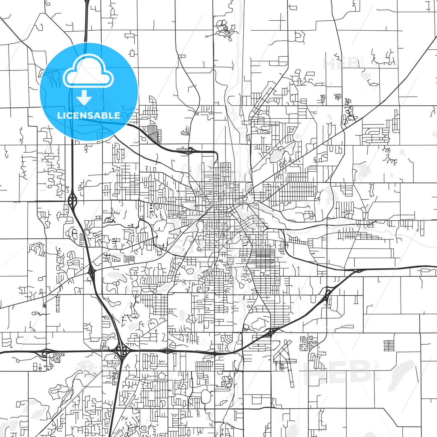 Kalamazoo, Michigan - Area Map - Light