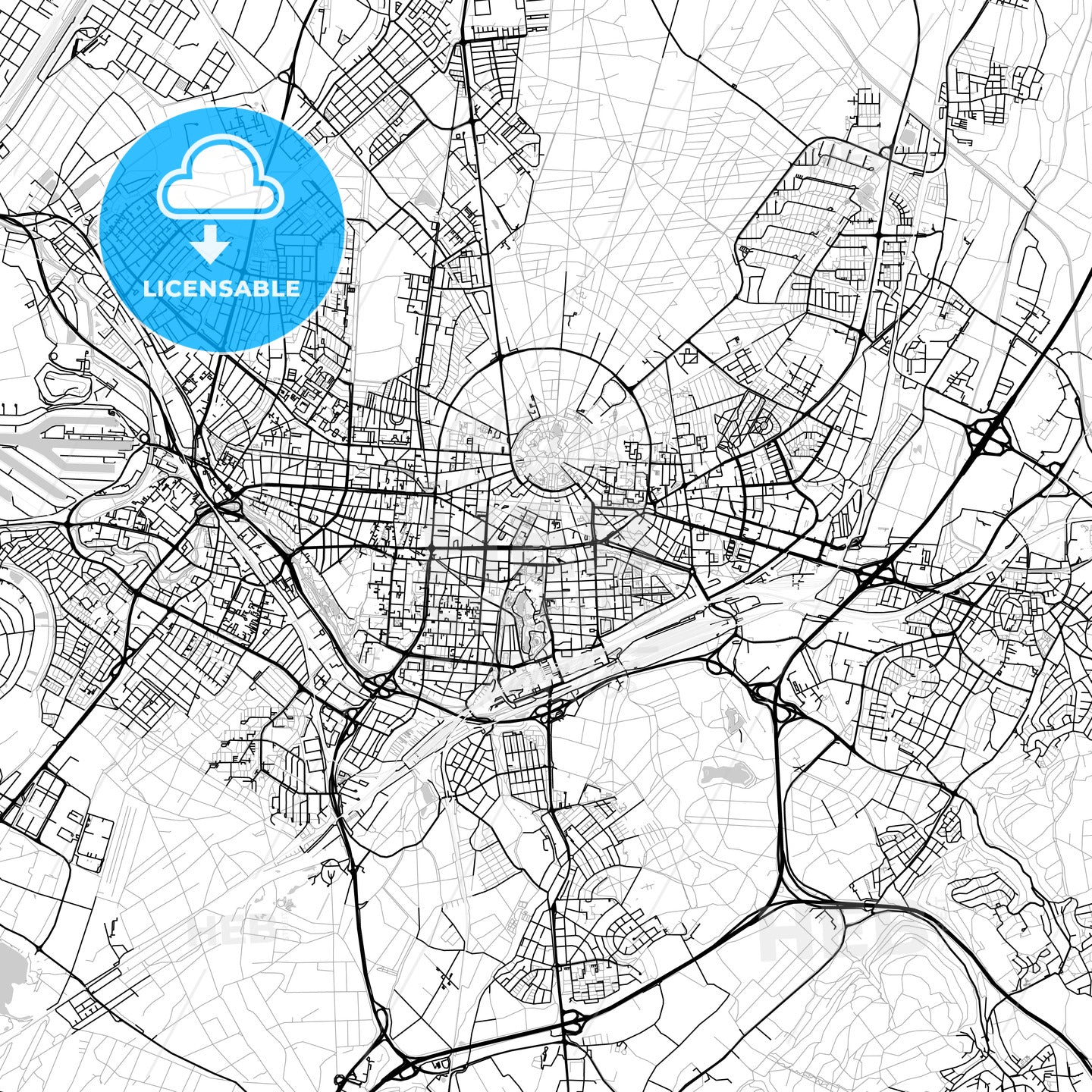 Karlsruhe, Germany, Vector Map - Light