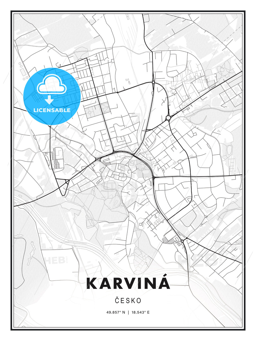 Karviná, Czechia, Modern Print Template in Various Formats - HEBSTREITS Sketches