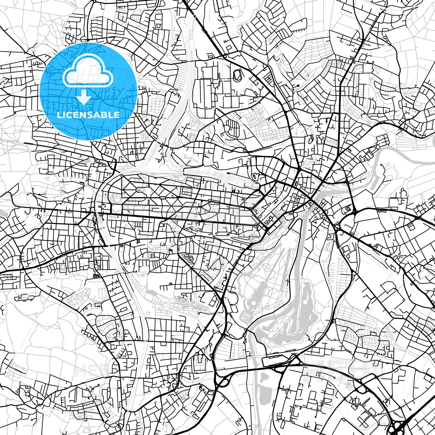 Kassel, Germany, Vector Map - Light