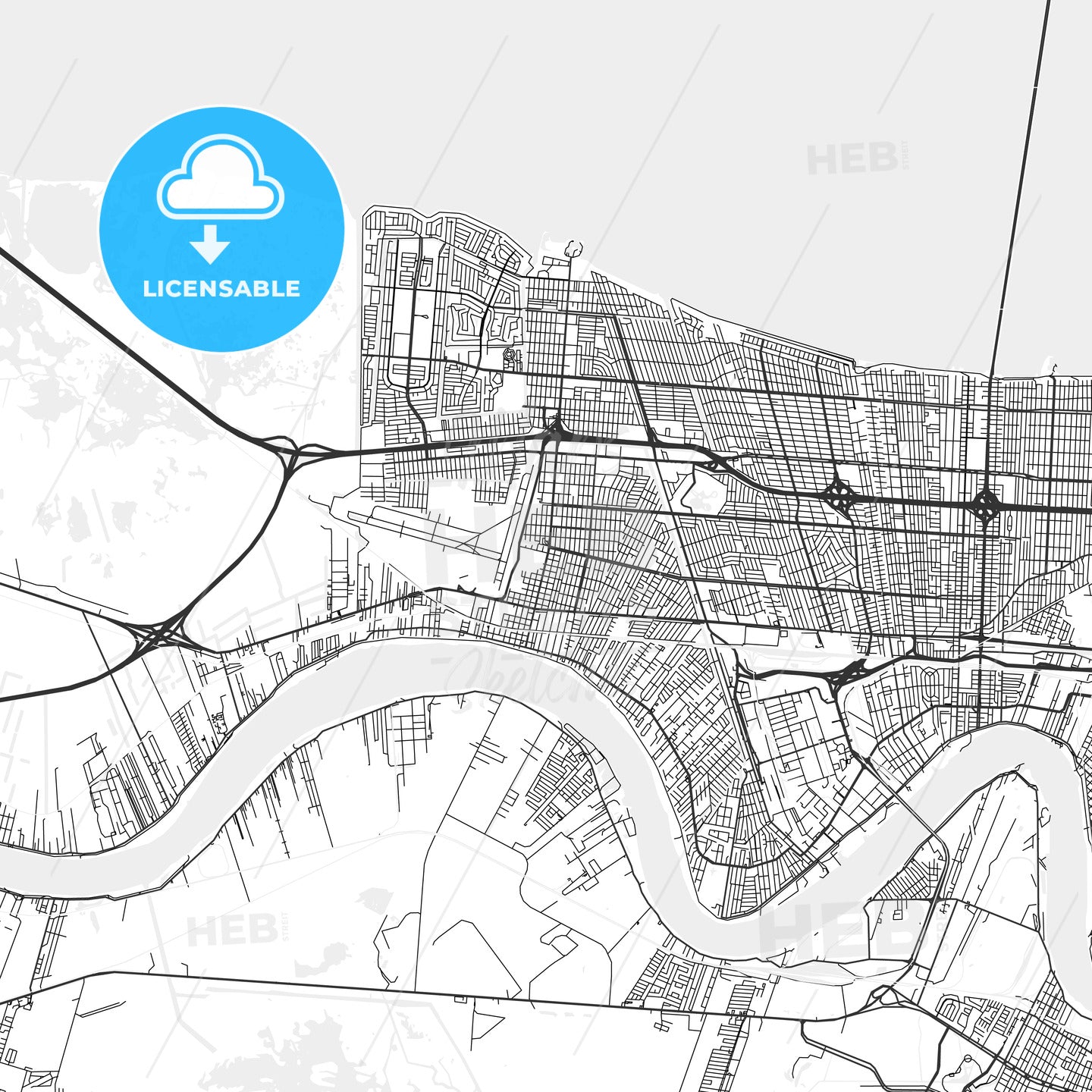 Kenner, Louisiana - Area Map - Light