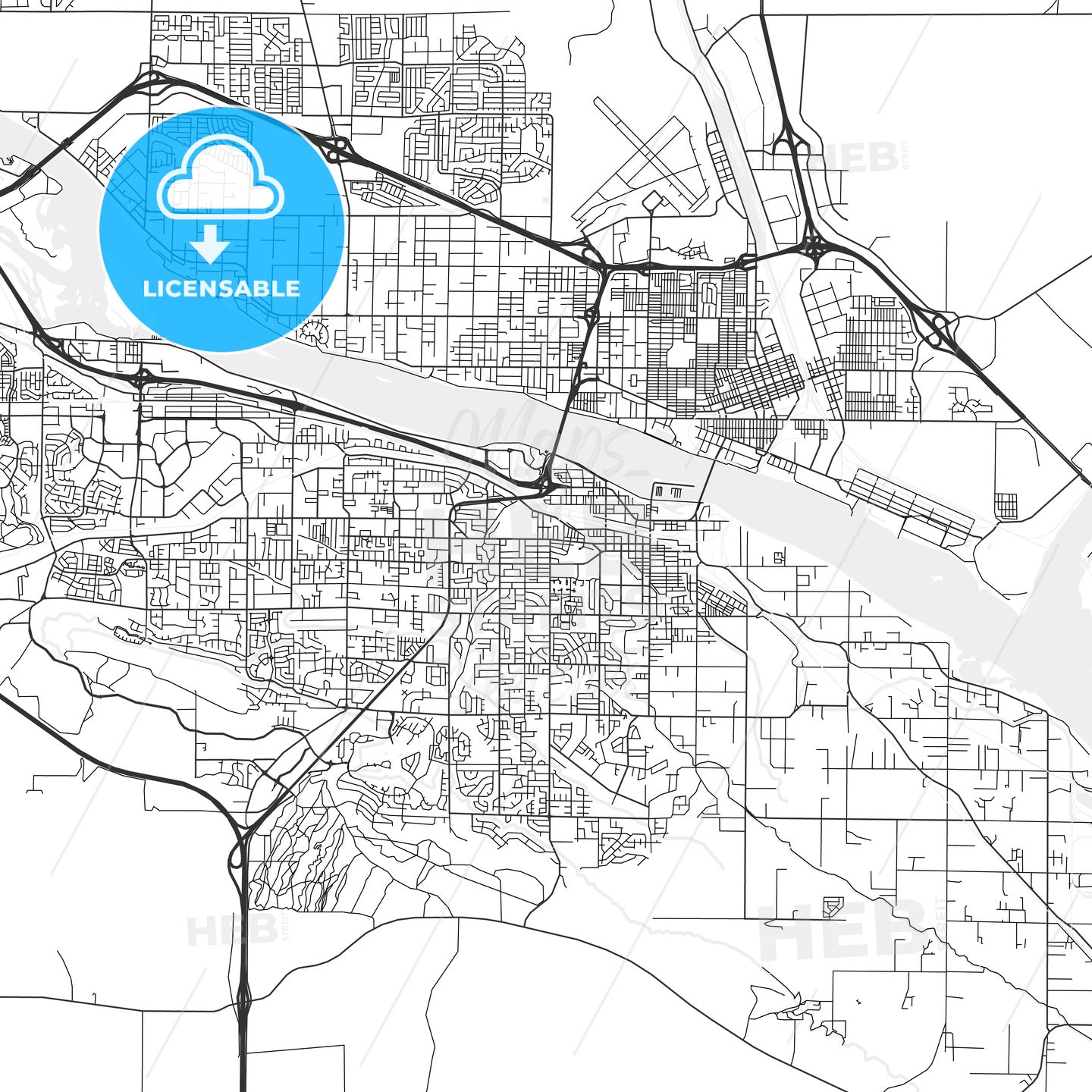 Kennewick, Washington - Area Map - Light