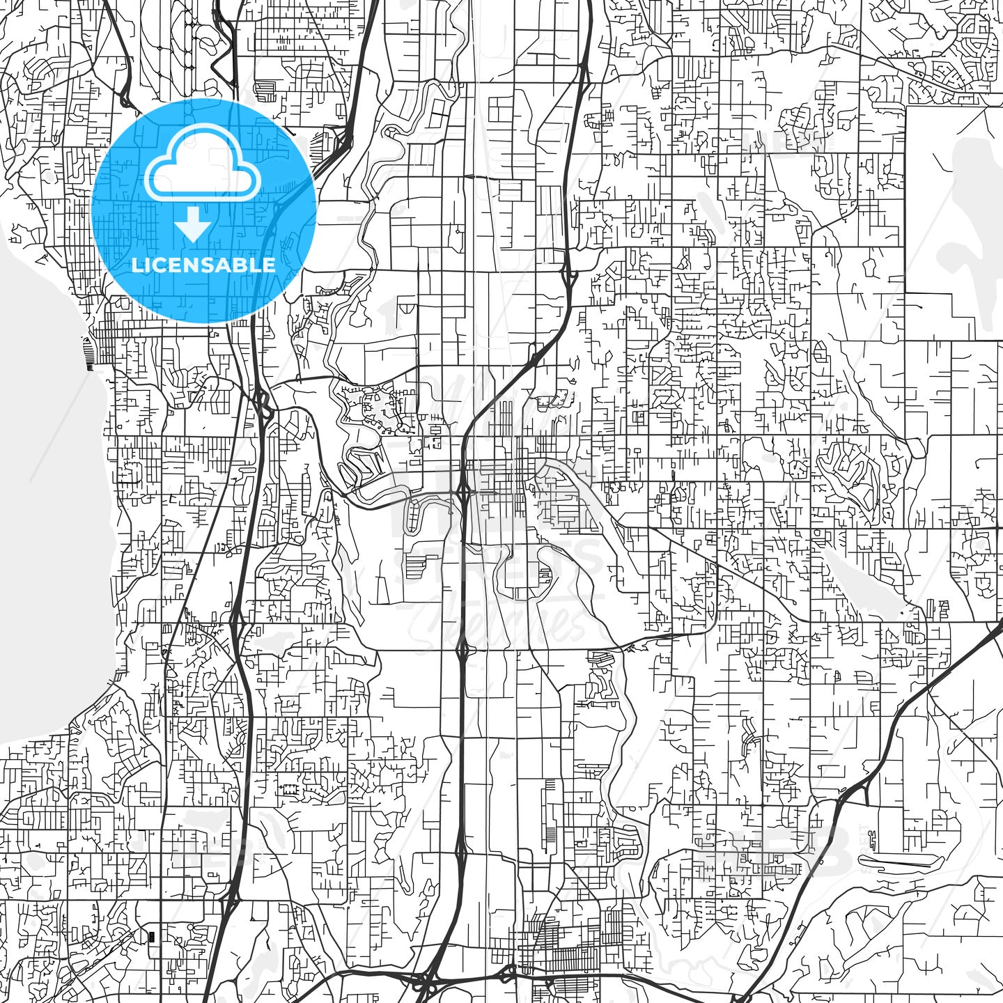Kent, Washington - Area Map - Light