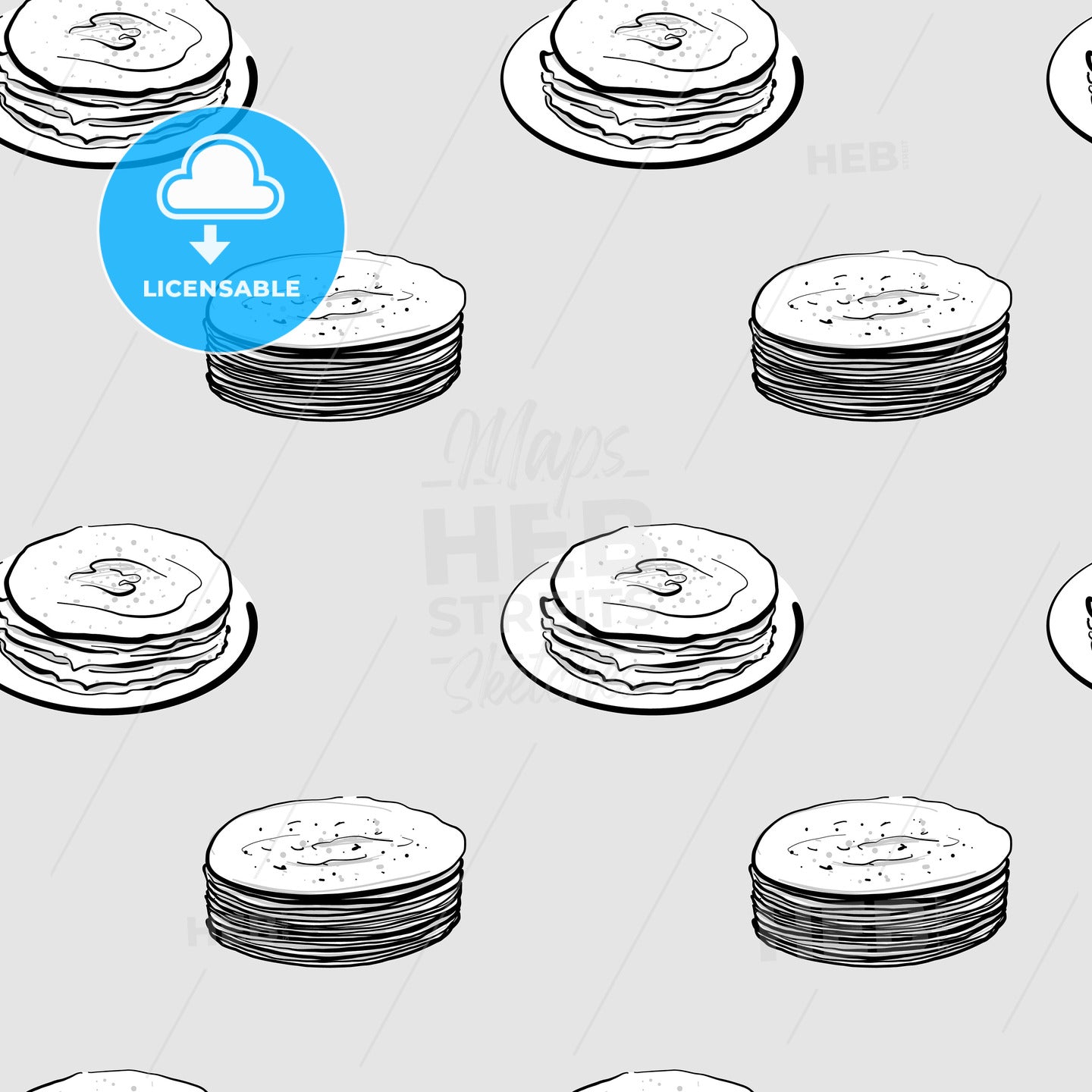 Khakhra seamless pattern greyscale drawing – instant download