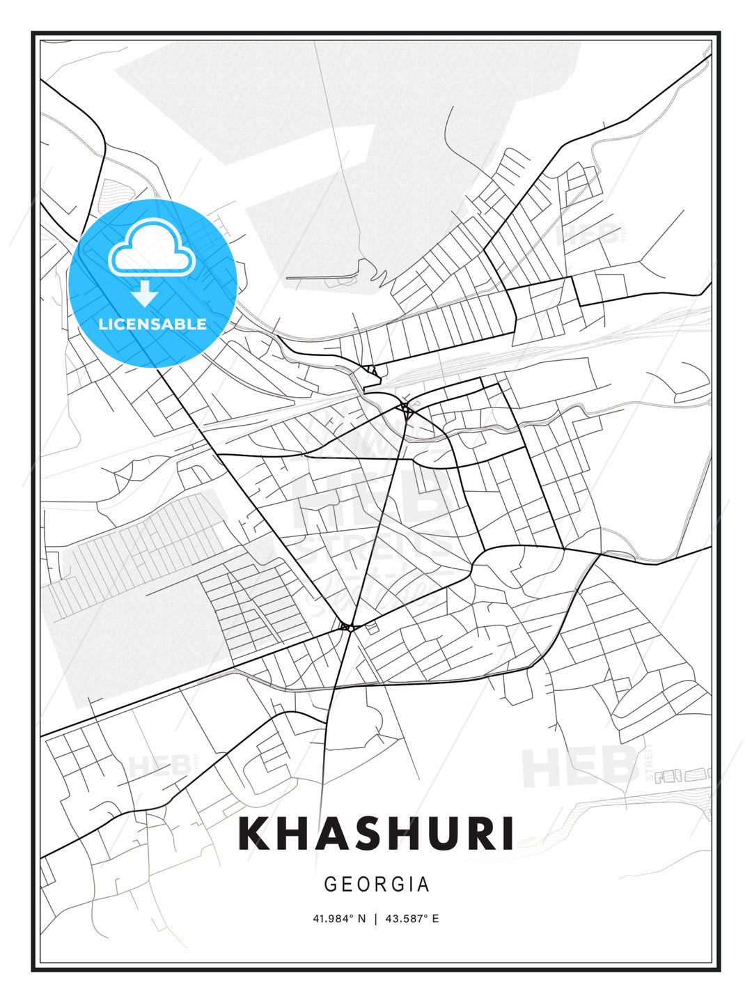 Khashuri, Georgia, Modern Print Template in Various Formats - HEBSTREITS Sketches
