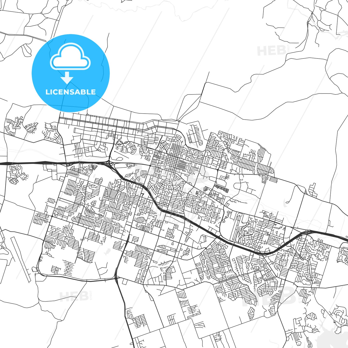 Killeen, Texas - Area Map - Light