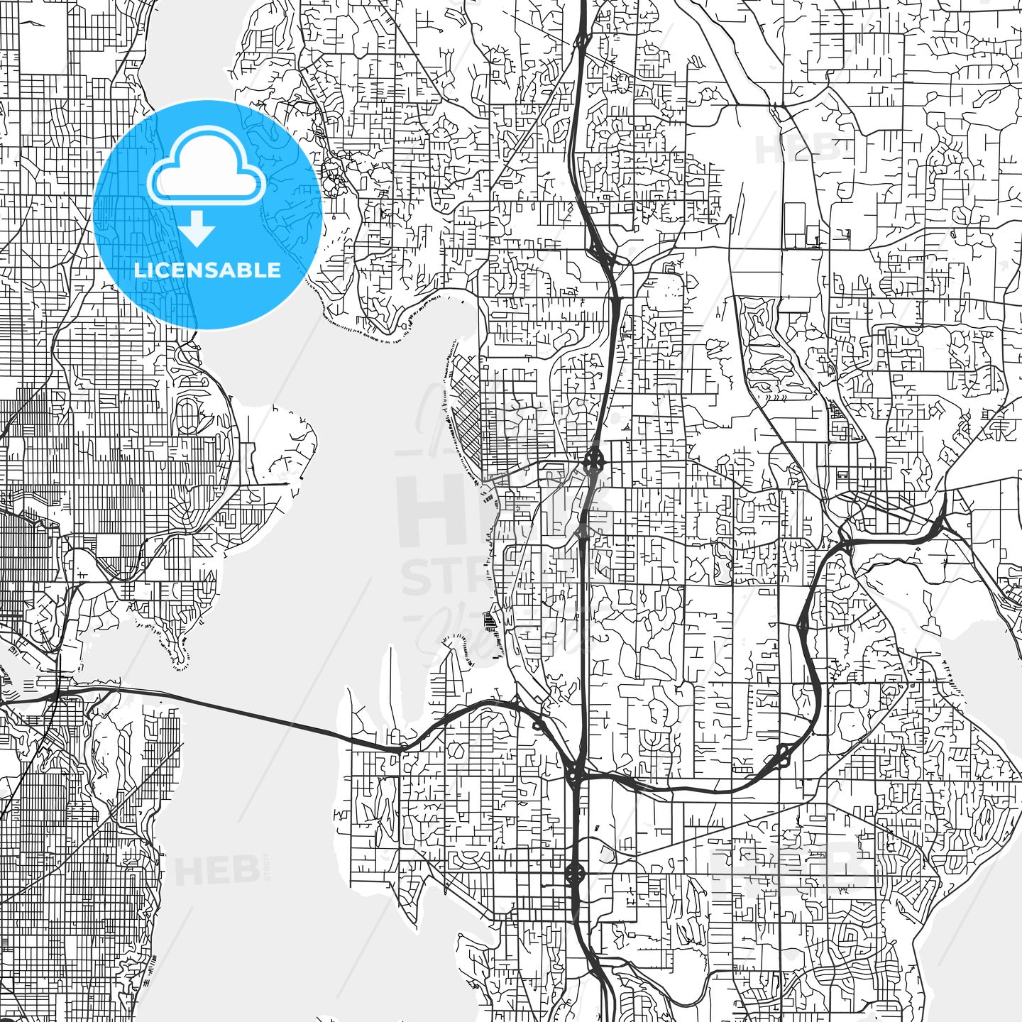 Kirkland, Washington - Area Map - Light
