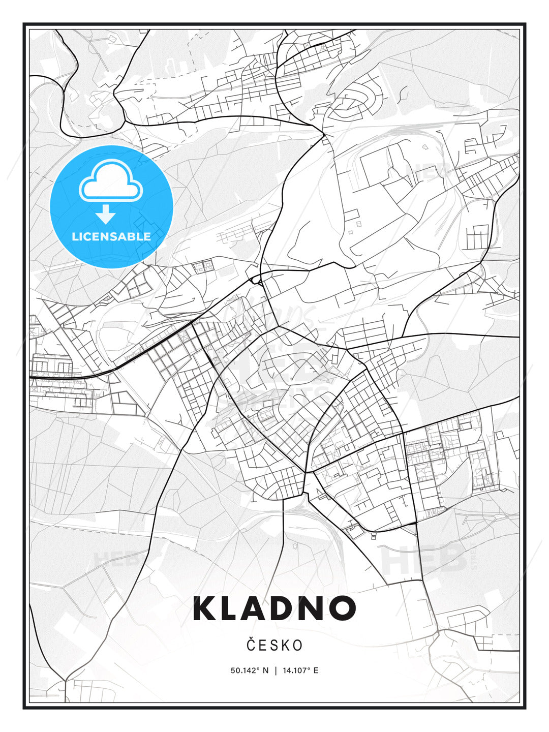 Kladno, Czechia, Modern Print Template in Various Formats - HEBSTREITS Sketches