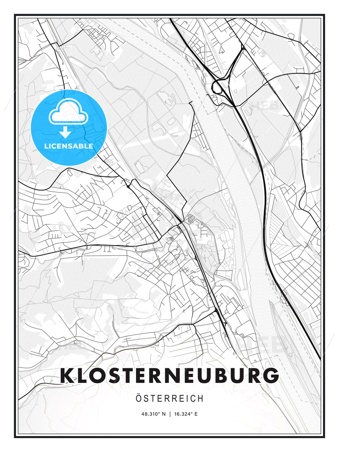 Klosterneuburg, Austria, Modern Print Template in Various Formats - HEBSTREITS Sketches