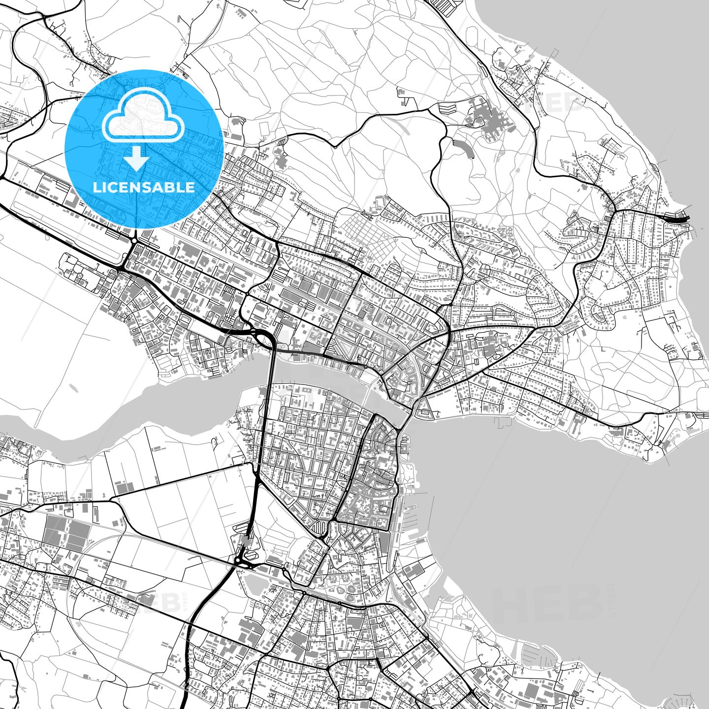 Konstanz, Germany, vector map with buildings