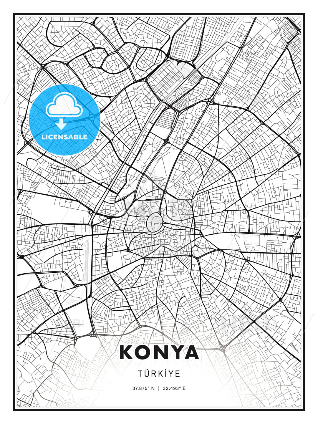 Konya, Turkey, Modern Print Template in Various Formats - HEBSTREITS Sketches
