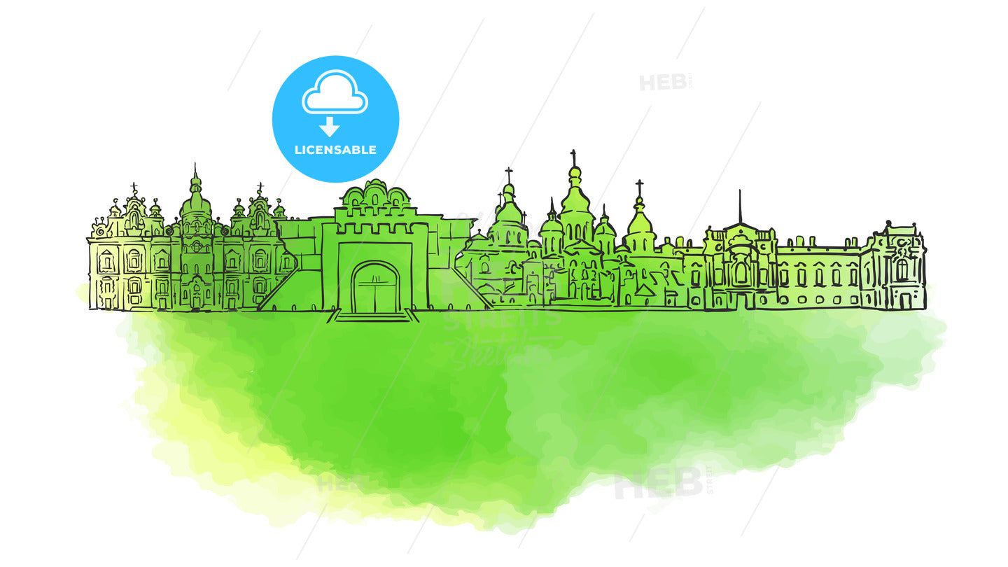Kyiv Colorful Landmark Banner – instant download