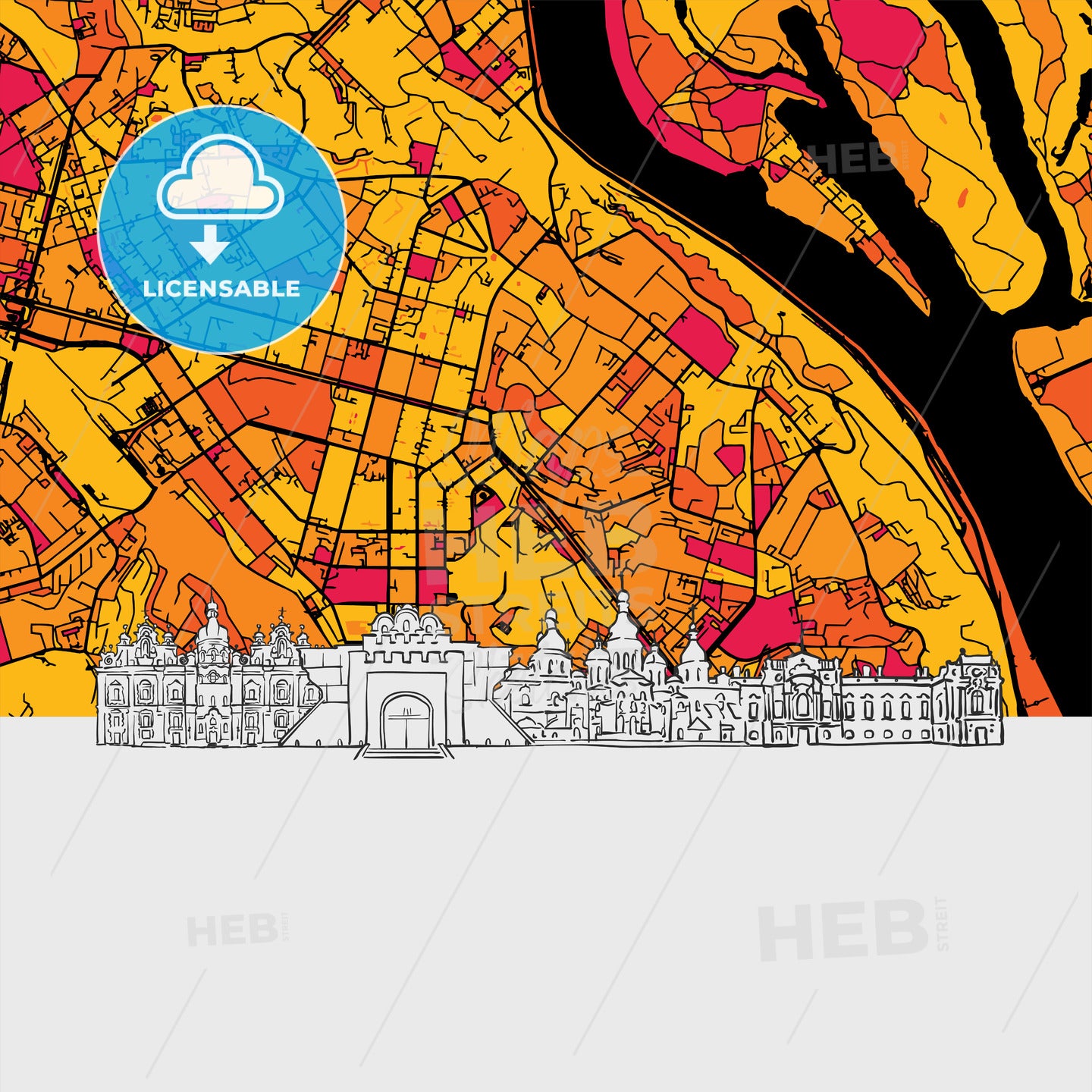Kyiv Skyline Map