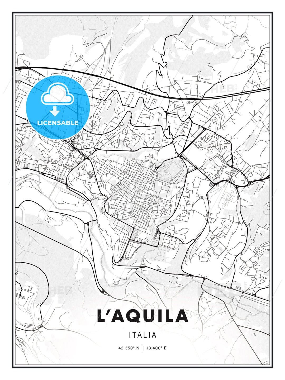 L Aquila, Italy, Modern Print Template in Various Formats - HEBSTREITS Sketches