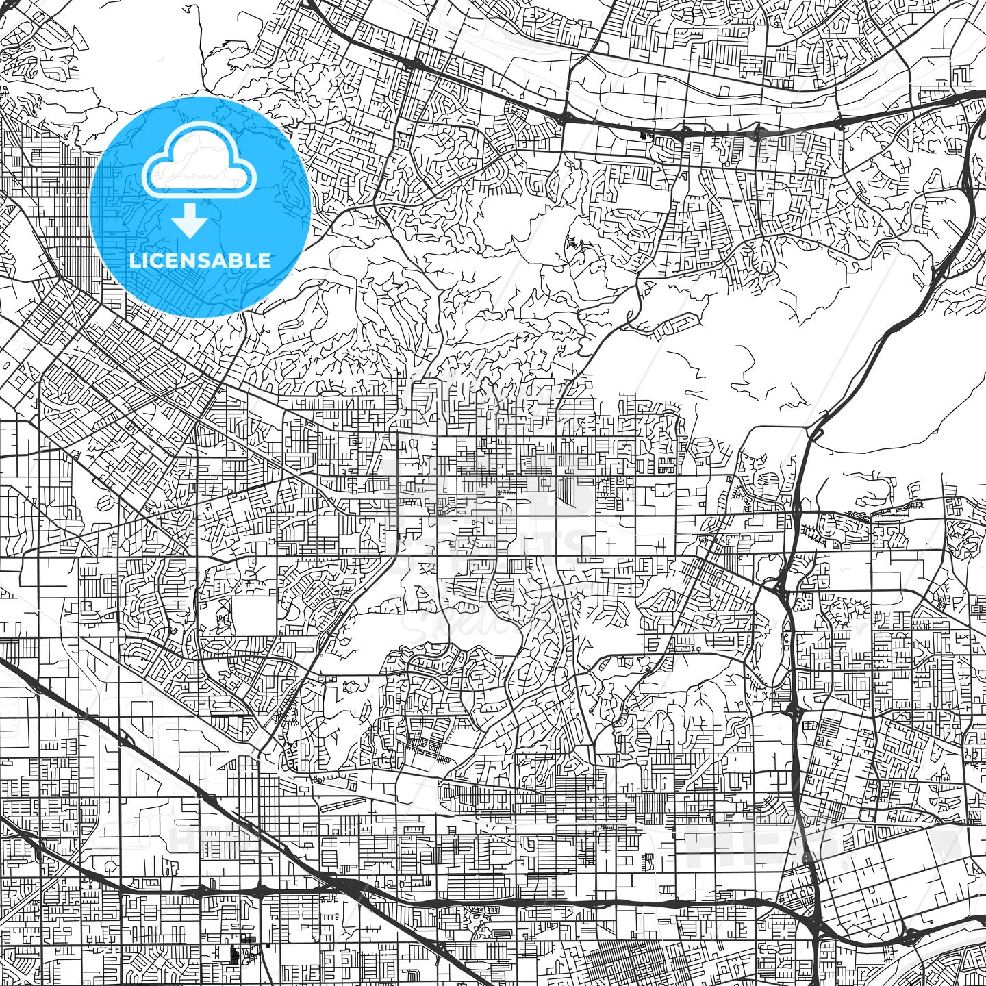 La Habra, California - Area Map - Light
