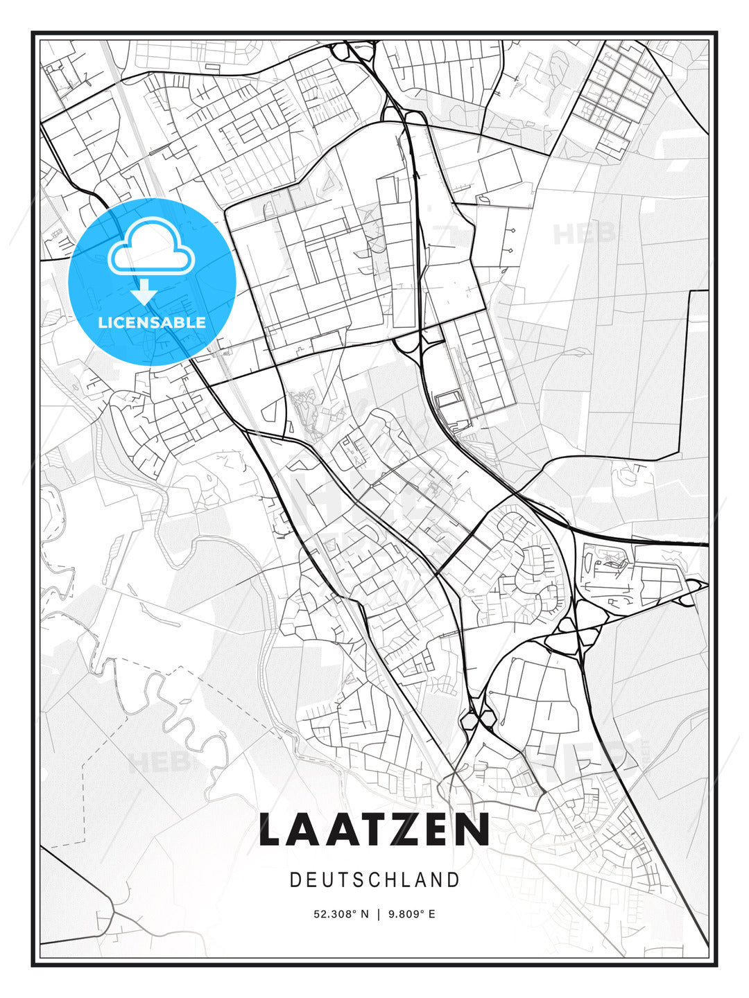 Laatzen, Germany, Modern Print Template in Various Formats - HEBSTREITS Sketches
