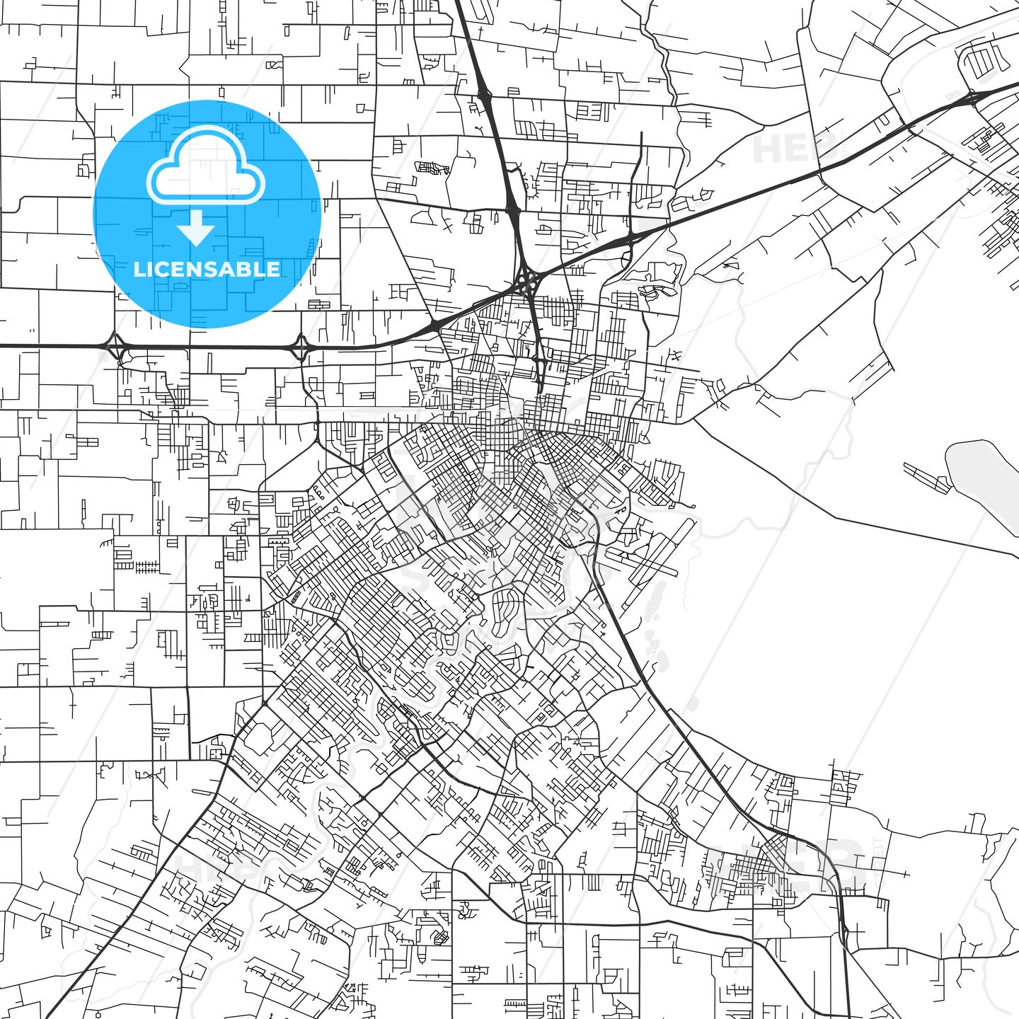 Lafayette, Louisiana - Area Map - Light