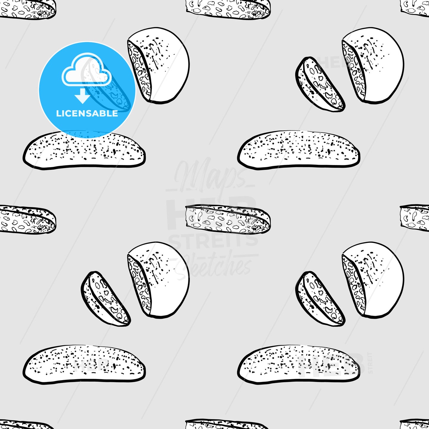 Lagana seamless pattern greyscale drawing – instant download