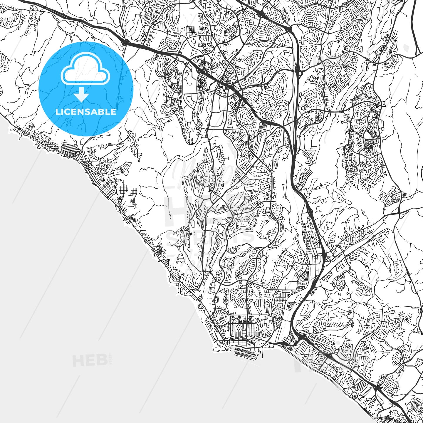 Laguna Niguel, California - Area Map - Light