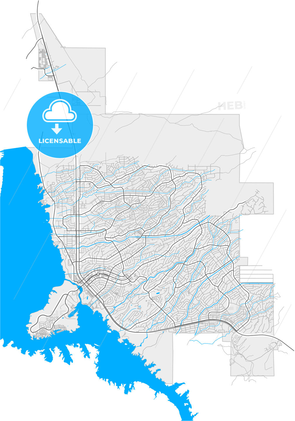 Lake Havasu City, Arizona, United States, high resolution vector map -  HEBSTREITS