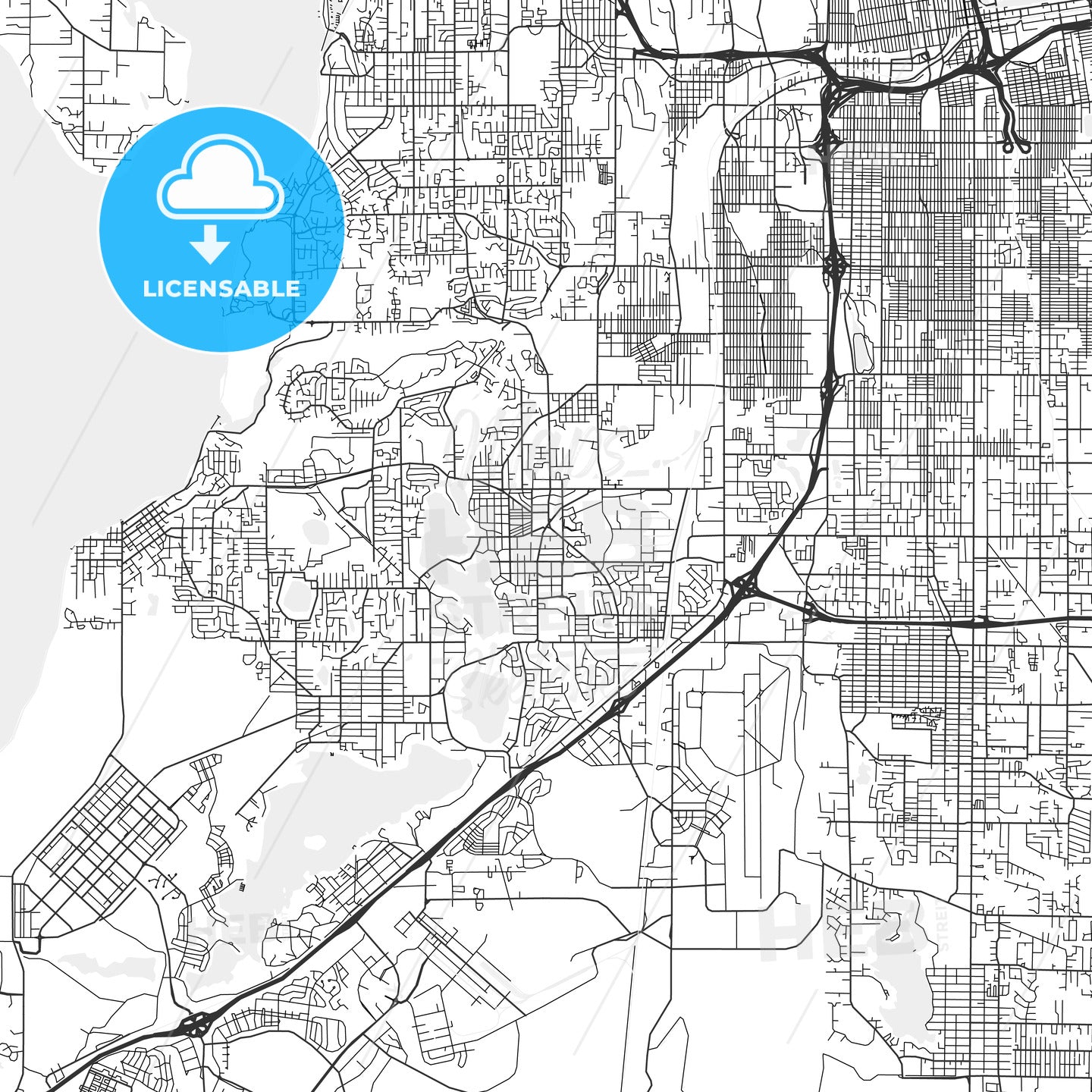 Lakewood, Washington - Area Map - Light