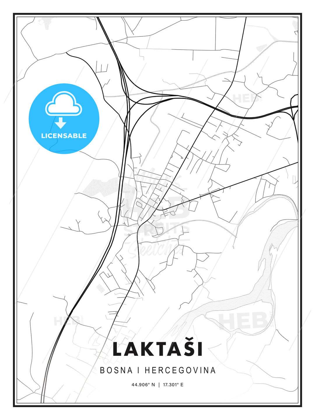 Laktaši, Bosnia and Herzegovina, Modern Print Template in Various Formats - HEBSTREITS Sketches
