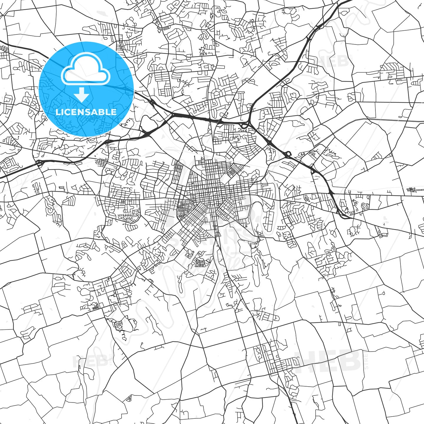 Lancaster, Pennsylvania - Area Map - Light