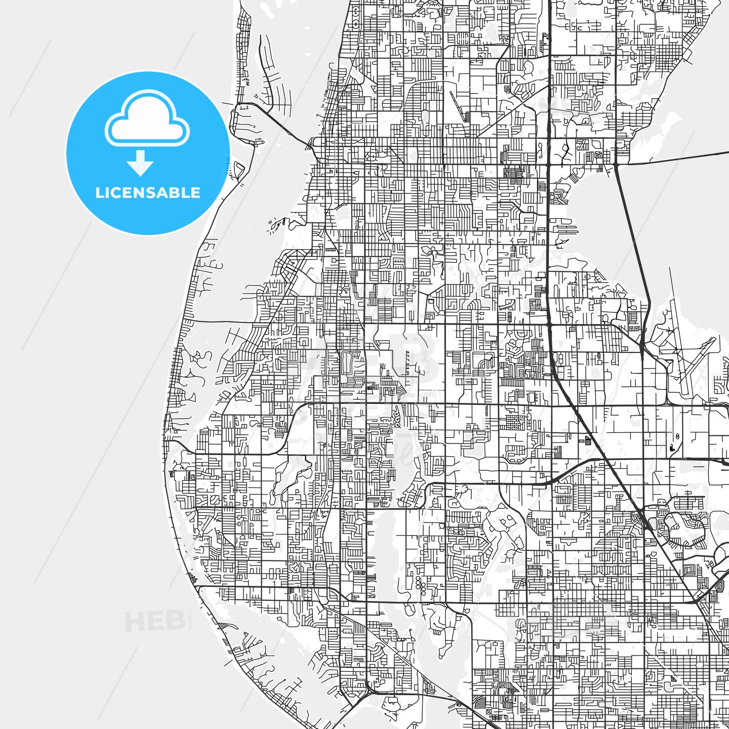 Largo, Florida - Area Map - Light