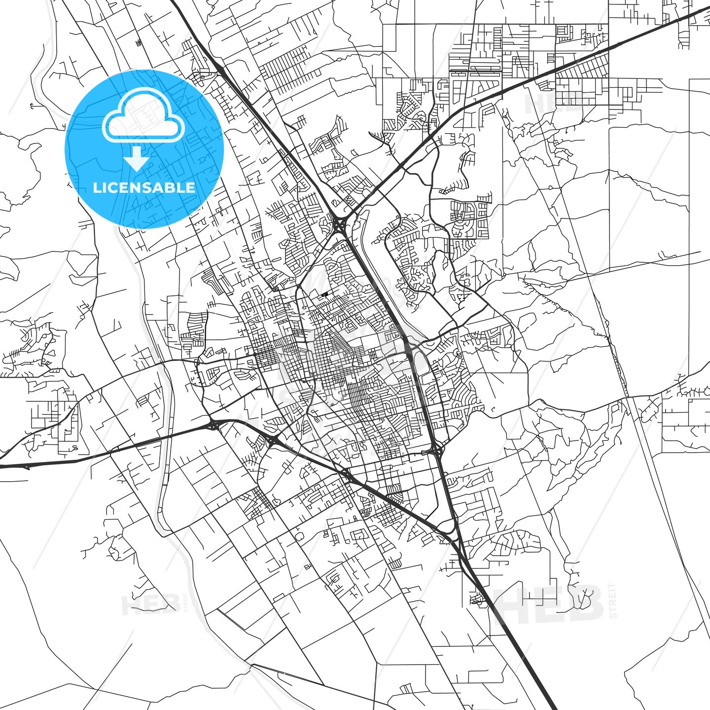 Las Cruces, New Mexico - Area Map - Light