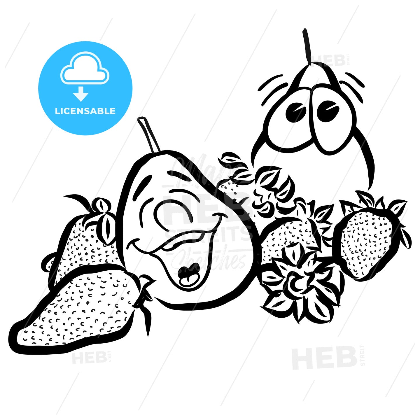 Laughing Pears and Strawberry Fruits – instant download