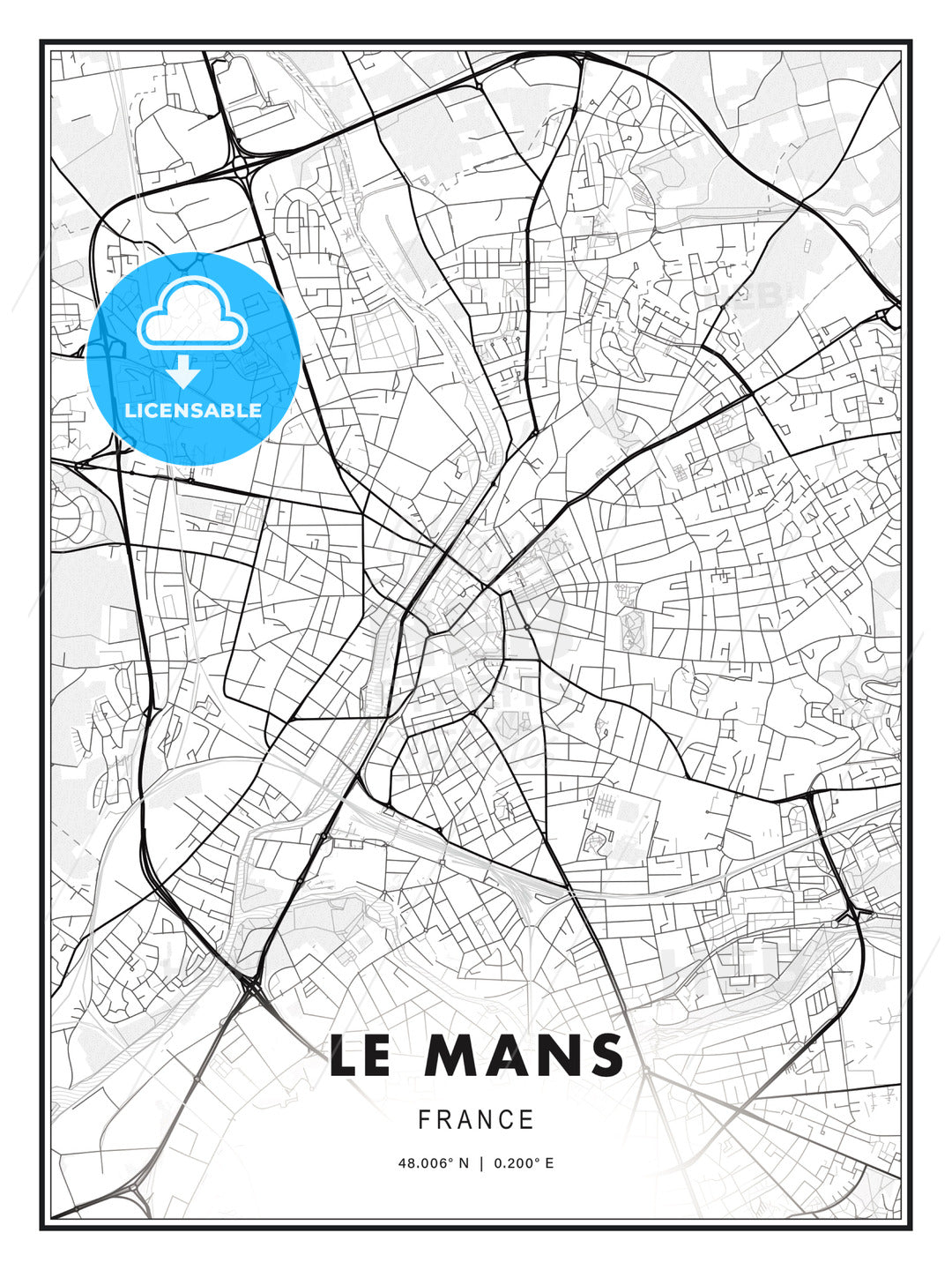 Le Mans, France, Modern Print Template in Various Formats - HEBSTREITS Sketches