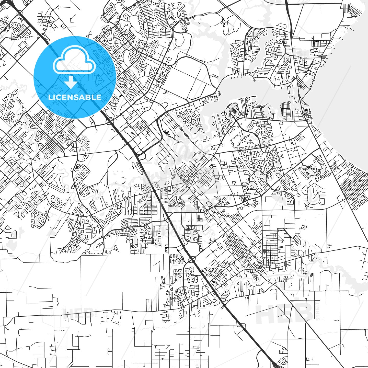 League City, Texas - Area Map - Light