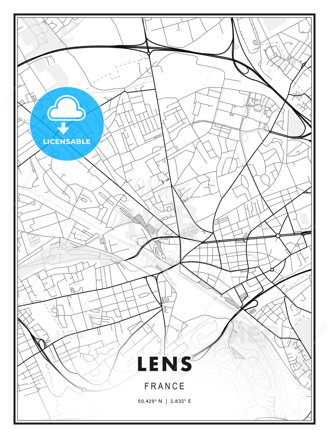 Lens, France, Modern Print Template in Various Formats - HEBSTREITS Sketches