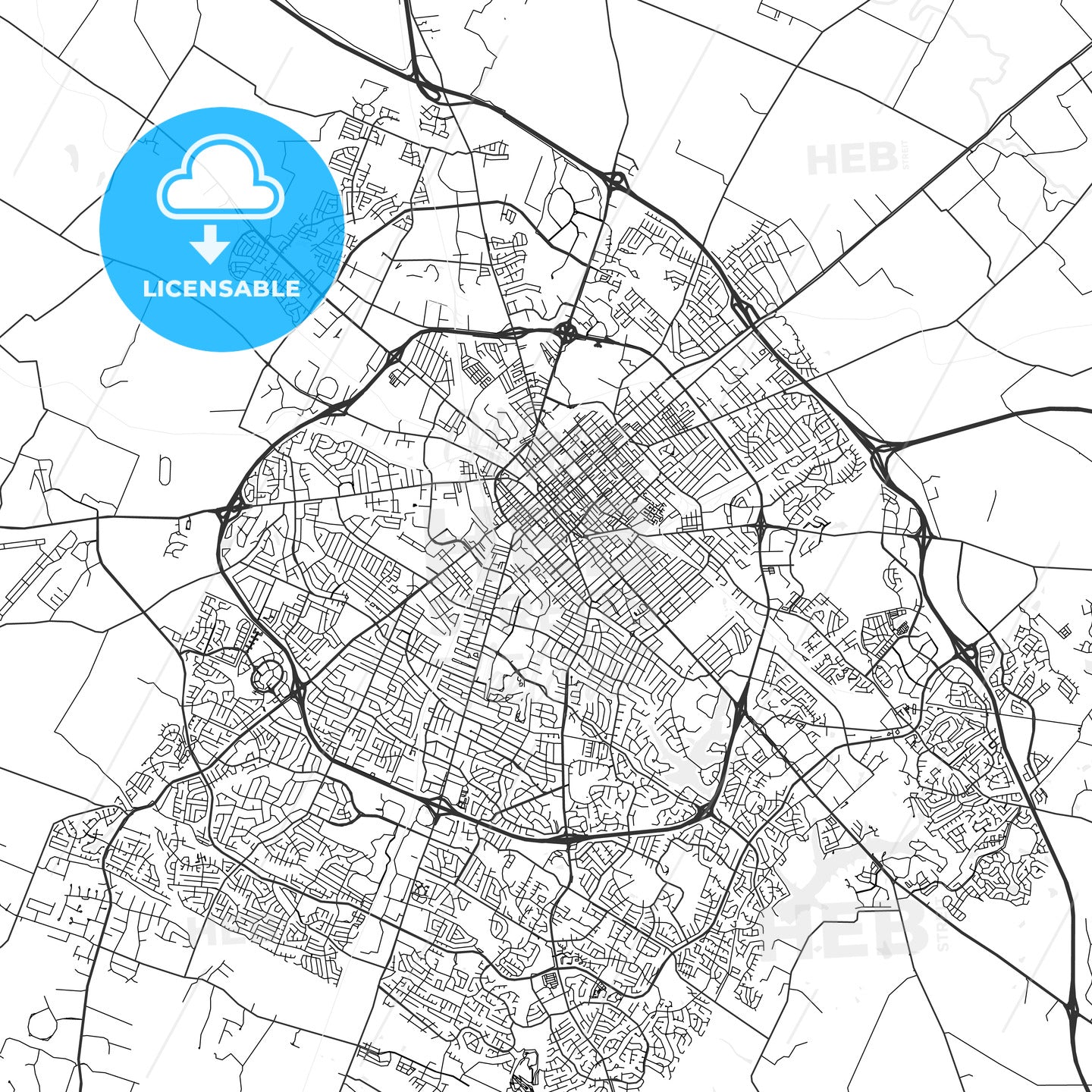 Lexington, Kentucky - Area Map - Light - HEBSTREITS