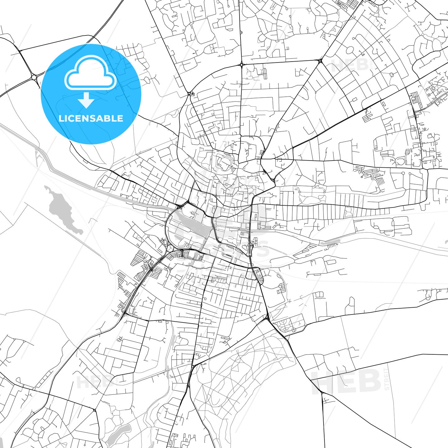 Lincoln, England, UK, Vector Map - Light