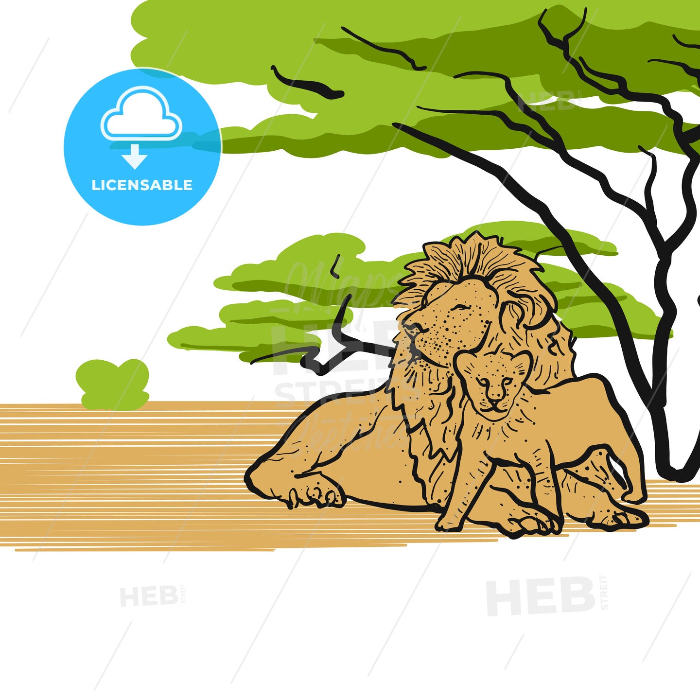 Lions in savannah chilling – instant download