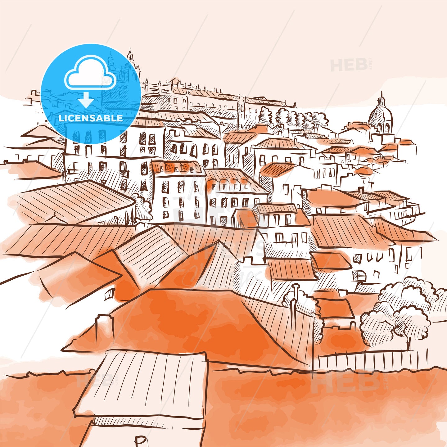 Lisbon City View Drawing