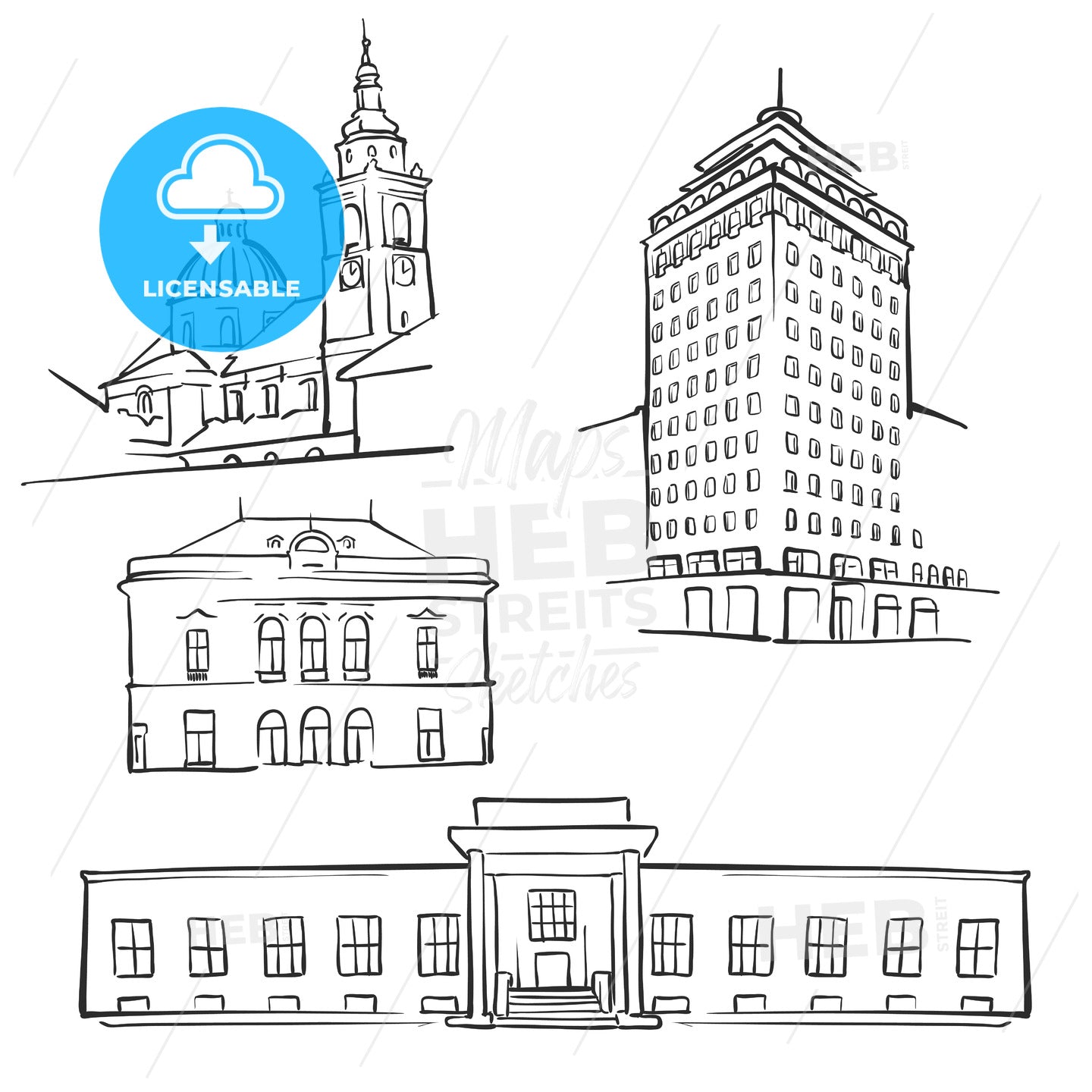 Ljubljana Famous Buildings – instant download