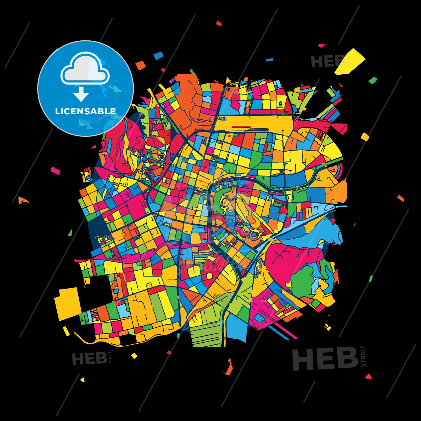 Ljubljana, Slovenia, Colorful Artmap