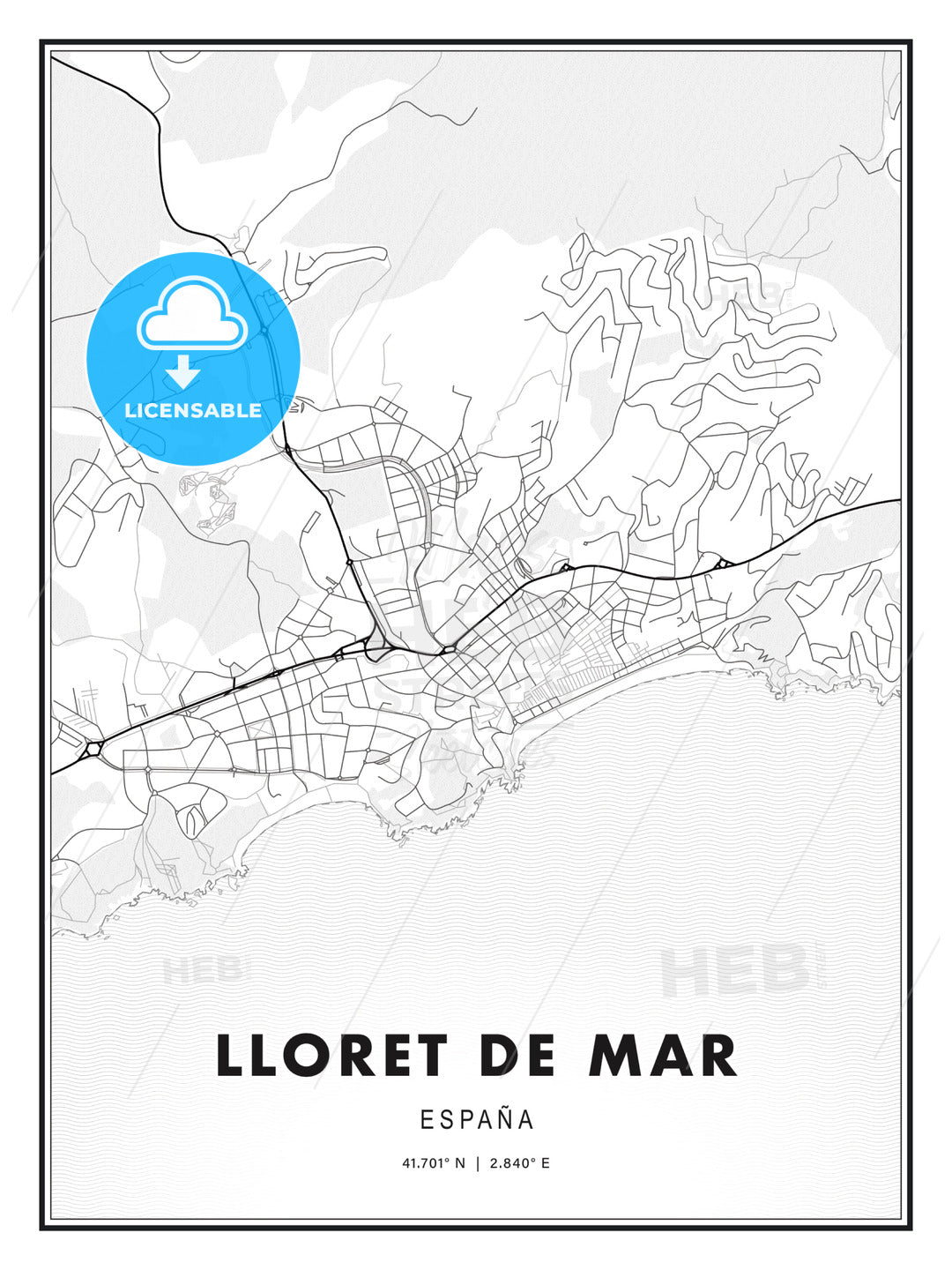Lloret de Mar, Spain, Modern Print Template in Various Formats - HEBSTREITS Sketches