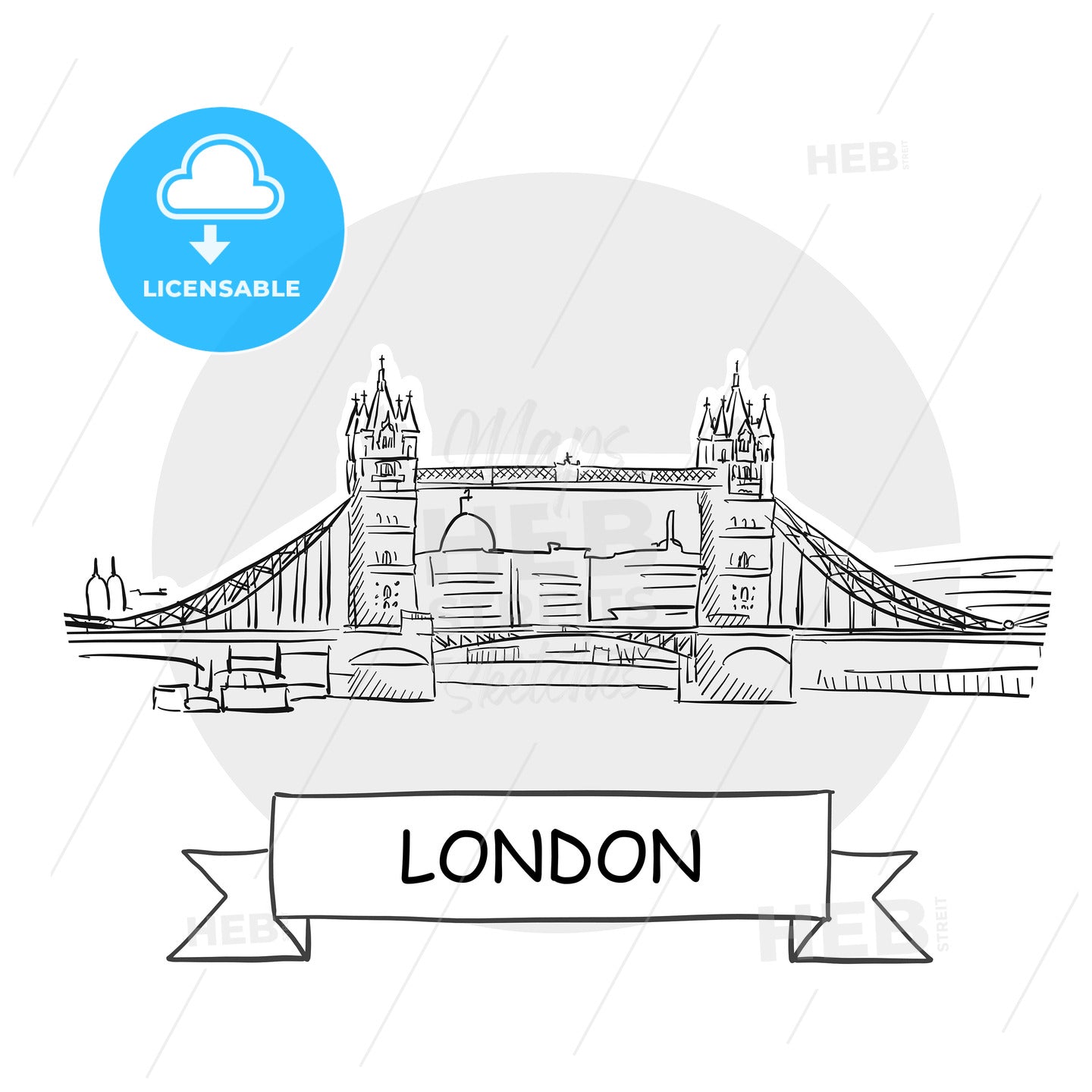 London Cityscape Vector Sign – instant download