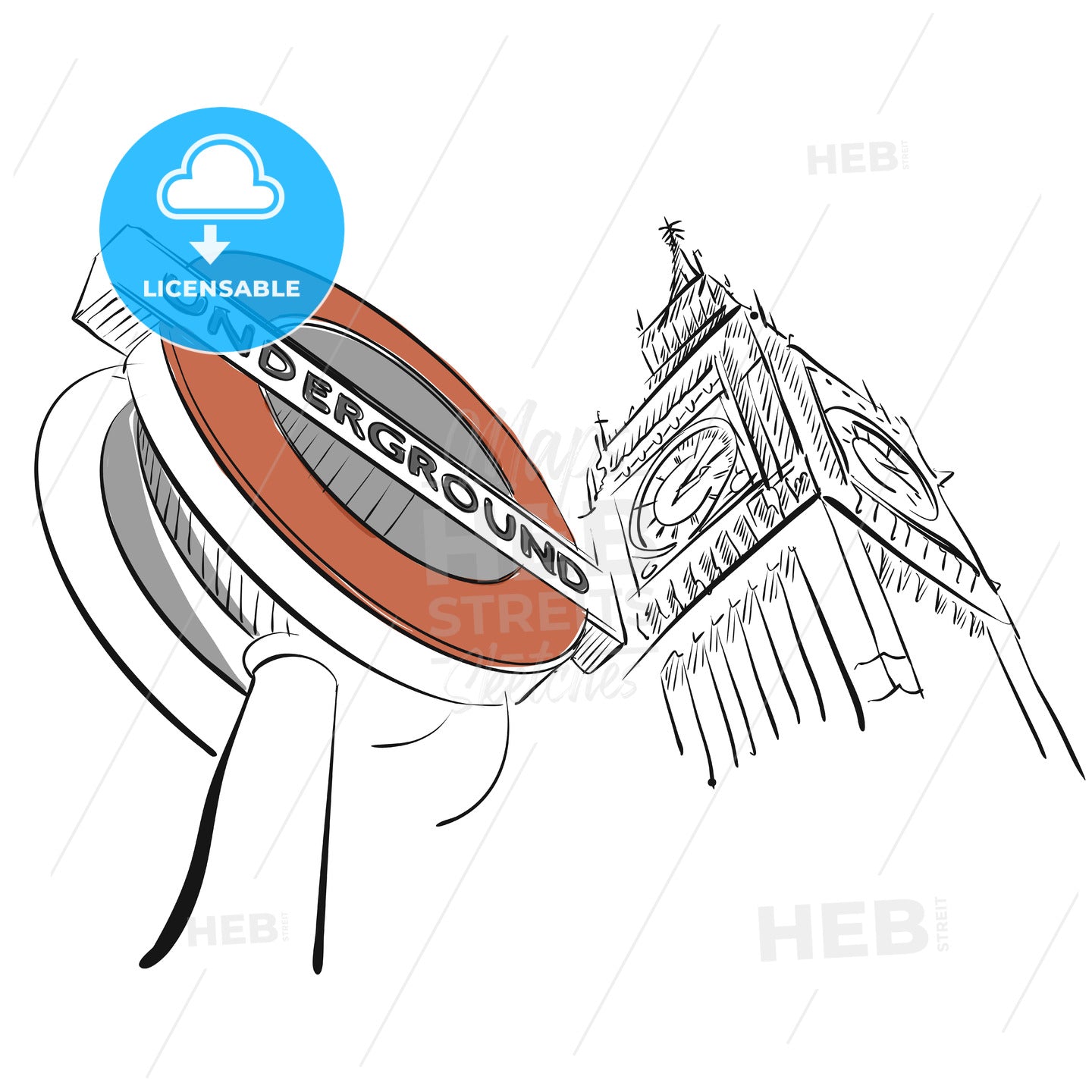 London Underground Sign in Front of Big Ben – instant download