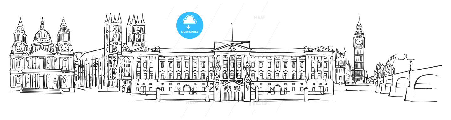 London, United Kingdom, Panorama Sketch – instant download