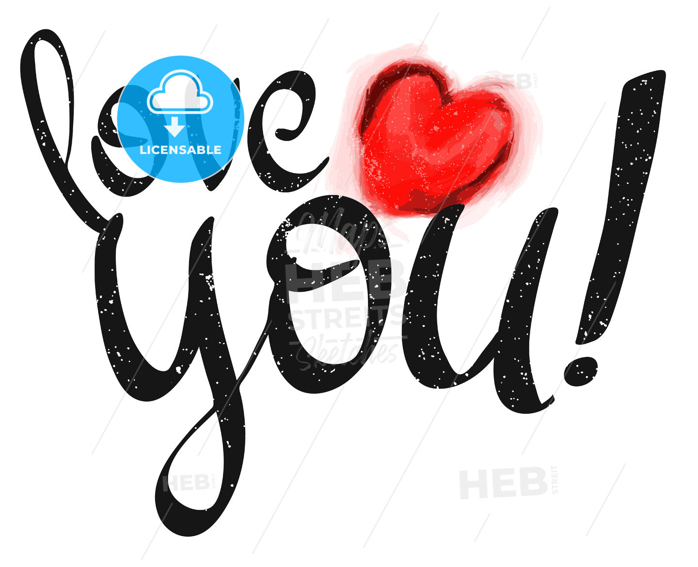 Love You Colored Lettering Label Banner – instant download