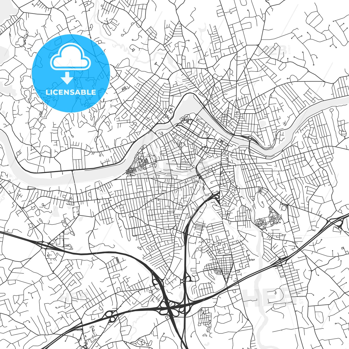 Lowell, Massachusetts - Area Map - Light
