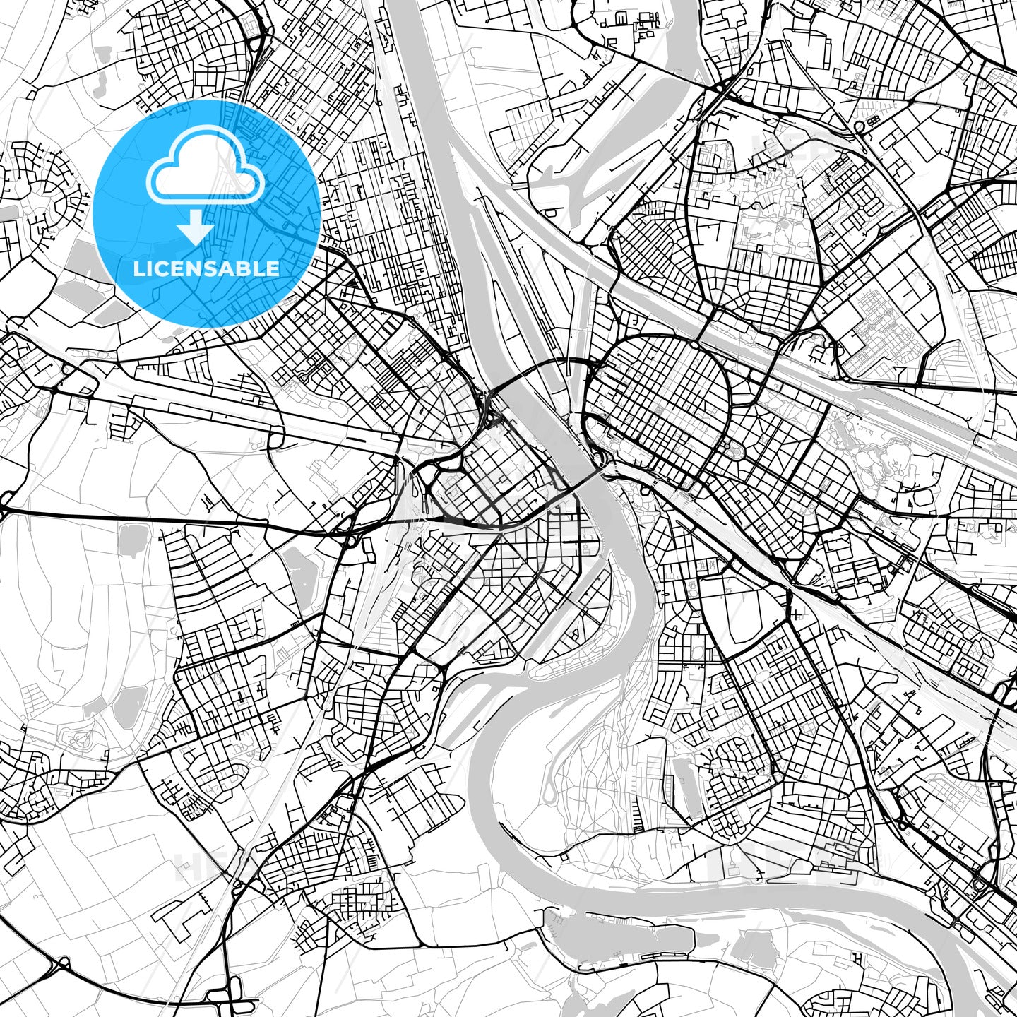 Ludwigshafen am Rhein, Germany, Vector Map - Light