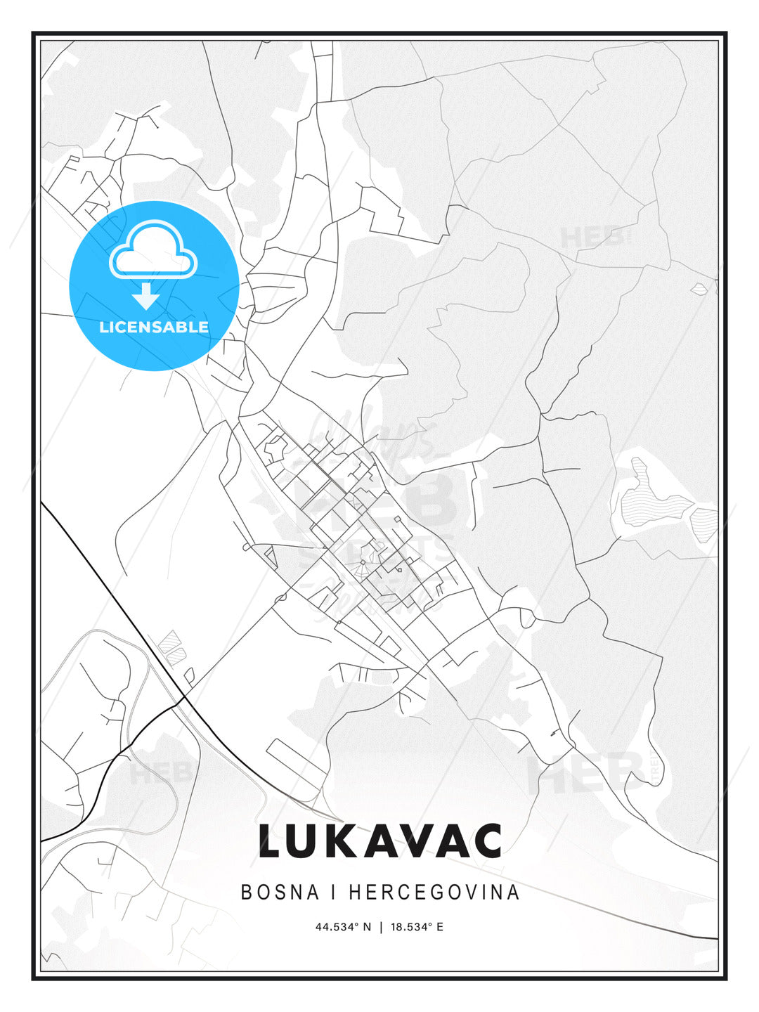 Lukavac, Bosnia and Herzegovina, Modern Print Template in Various Formats - HEBSTREITS Sketches