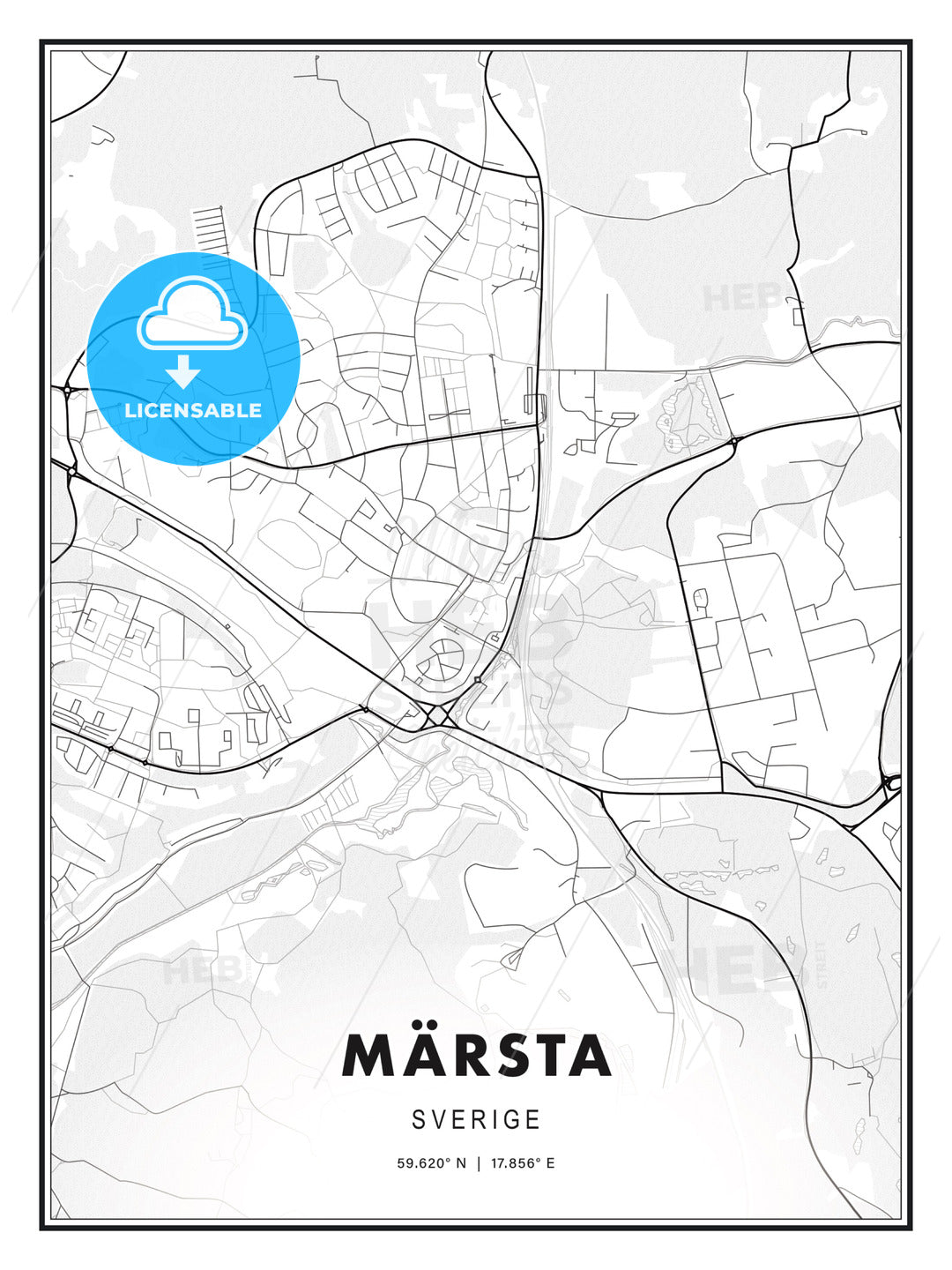Märsta, Sweden, Modern Print Template in Various Formats - HEBSTREITS Sketches